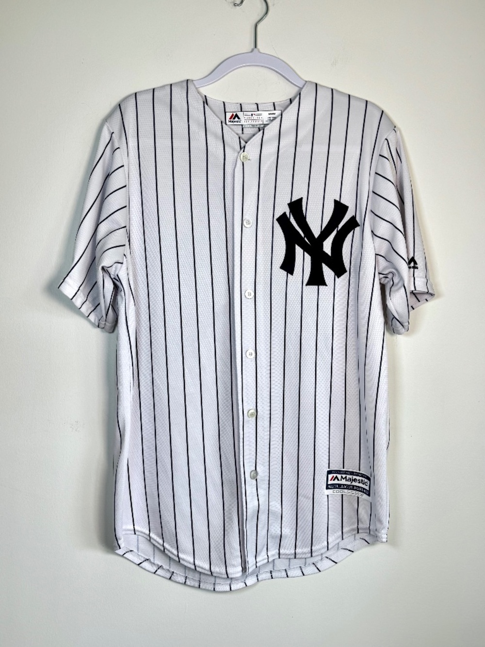 New York Yankees Majestic Judge 99 White Pinstripe Baseball Jersey | Size M